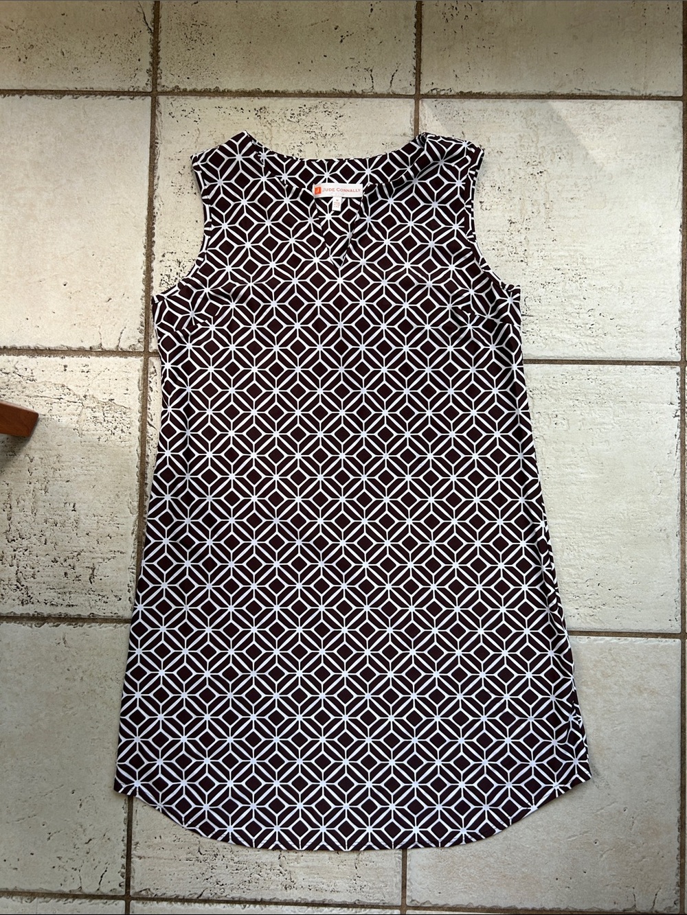 Stretch dress in dark brown print size medium